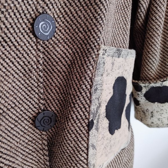 Villa Factory Designer Dress Jacket Women's Sz XXL Brown Black w Pockets - Picture 5 of 11